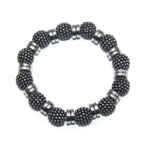 𝅺silver tone textured beaded Elastic Stretch Bracelet